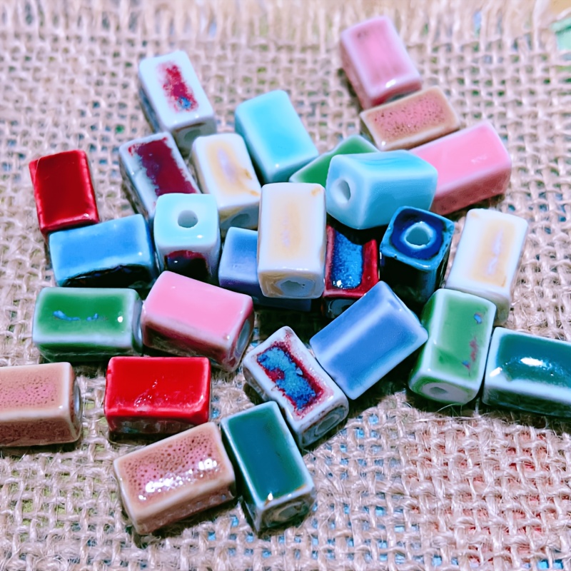20 Rectangular Ceramic Beads for DIY Hanging Ornaments